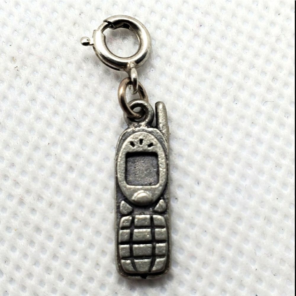 Silver Tone Y2K Cell Phone Charm